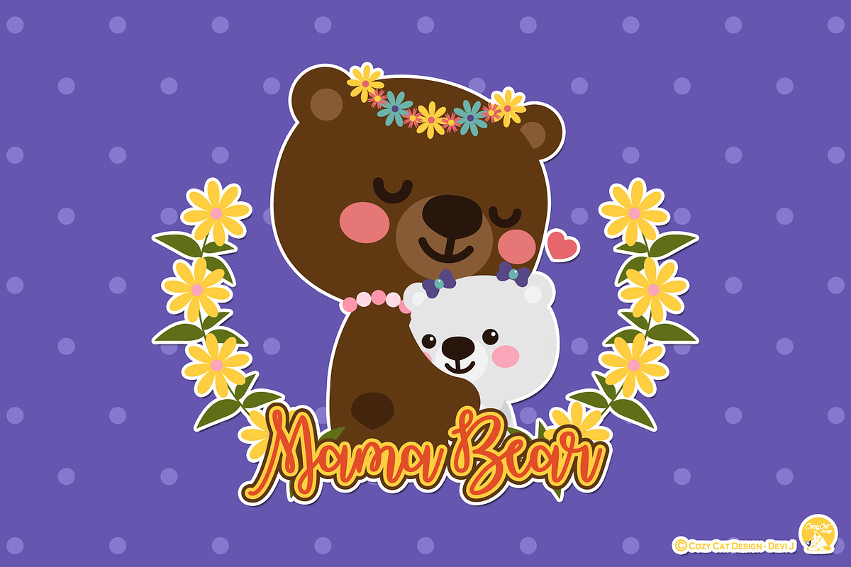 Mama Bear Digital Clip Art, a Seasonal Illustration by Cozy Cat Design (Photo 2 of 10)
