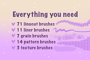 105+ Procreate linocut brushes, a Brush Add-On by laura.design (Thumbnail 2 of 9)