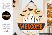 Welcome Halloween Ghost Round Sign, an Object Graphic by OK Design (Thumbnail 1 of 3)