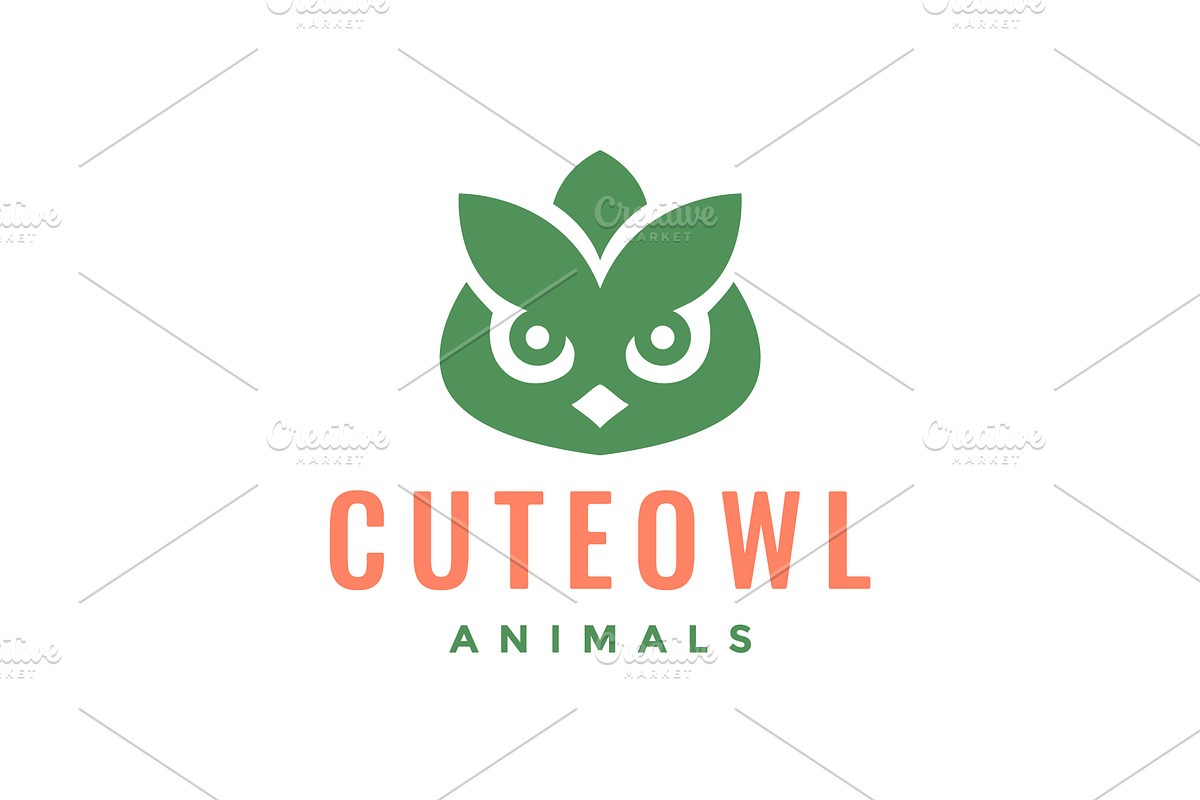 owlet bird head leaves nature logo, a Branding & Logo Template by devastd