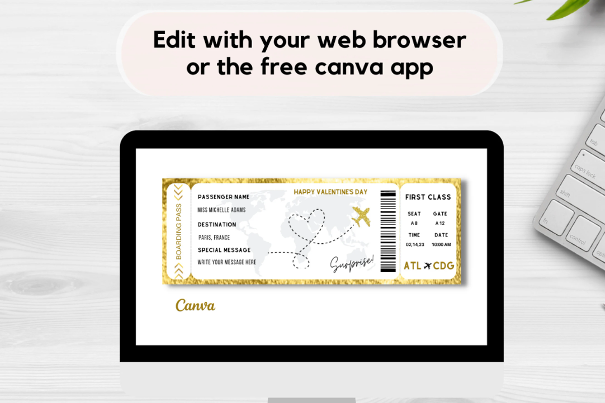 Boarding Pass for Valentine's Day, a Card Template by YasdeyDesigns (Photo 6 of 9)