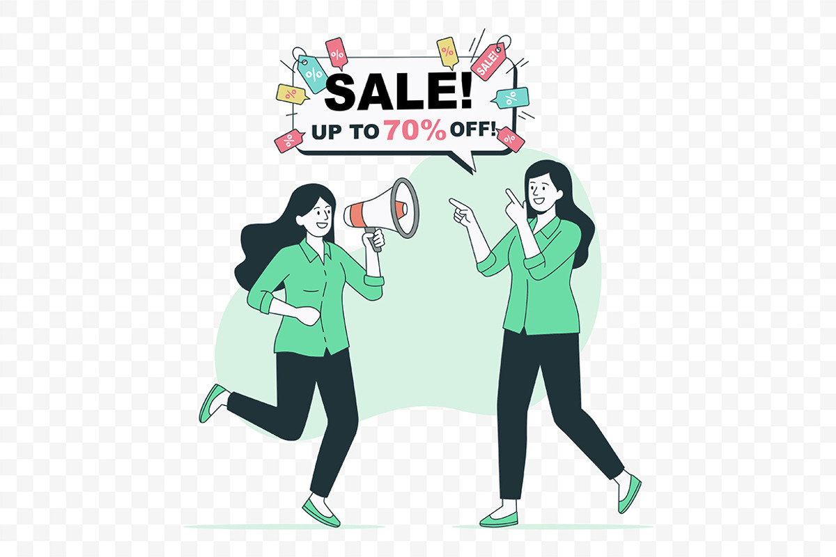 Young Woman with Megaphone Discount, an Object Illustration by Partikusi Design (Photo 3 of 3)