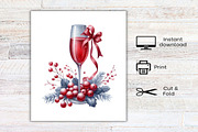 Watercolor Christmas Red Wine, an Illustration by Canvas Craft (Thumbnail 7 of 7)