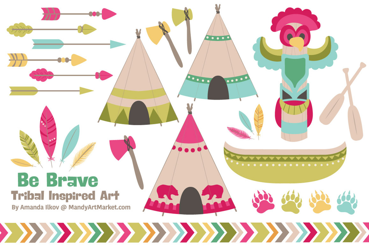 Bohemian Tribal Clipart & Vectors, an Illustration by Amanda Ilkov (Photo 1 of 4)