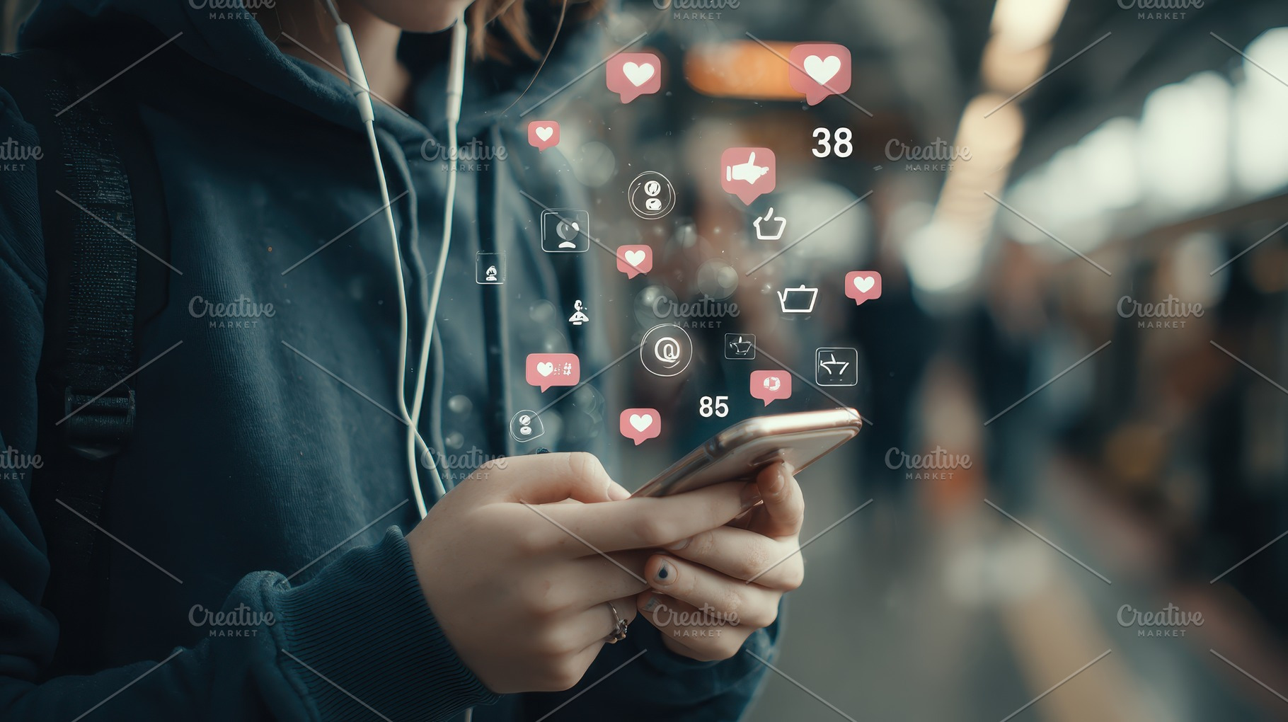 Woman using smartphone social media, a Photo by Pixeness Studio