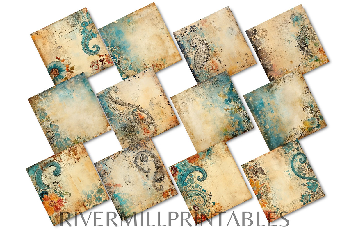 Paisley Digital Backgrounds, a Decorative Illustration by Rivermill Printables (Photo 2 of 2)