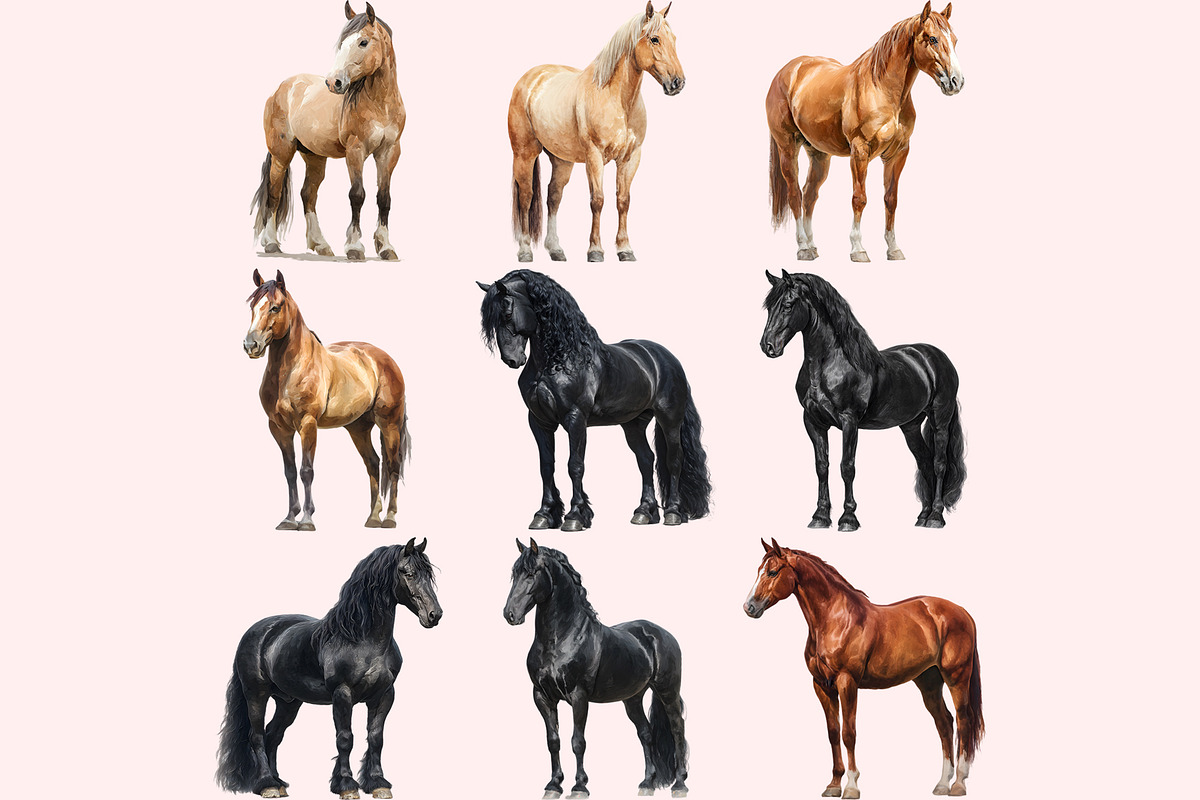 Horse Clipart PNG Bundle, a Graphic by M9 Design (Photo 6 of 11)