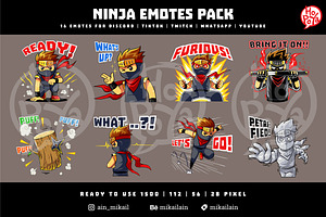 NINJA EMOTES PACK, an Emoji Icon by mikailain