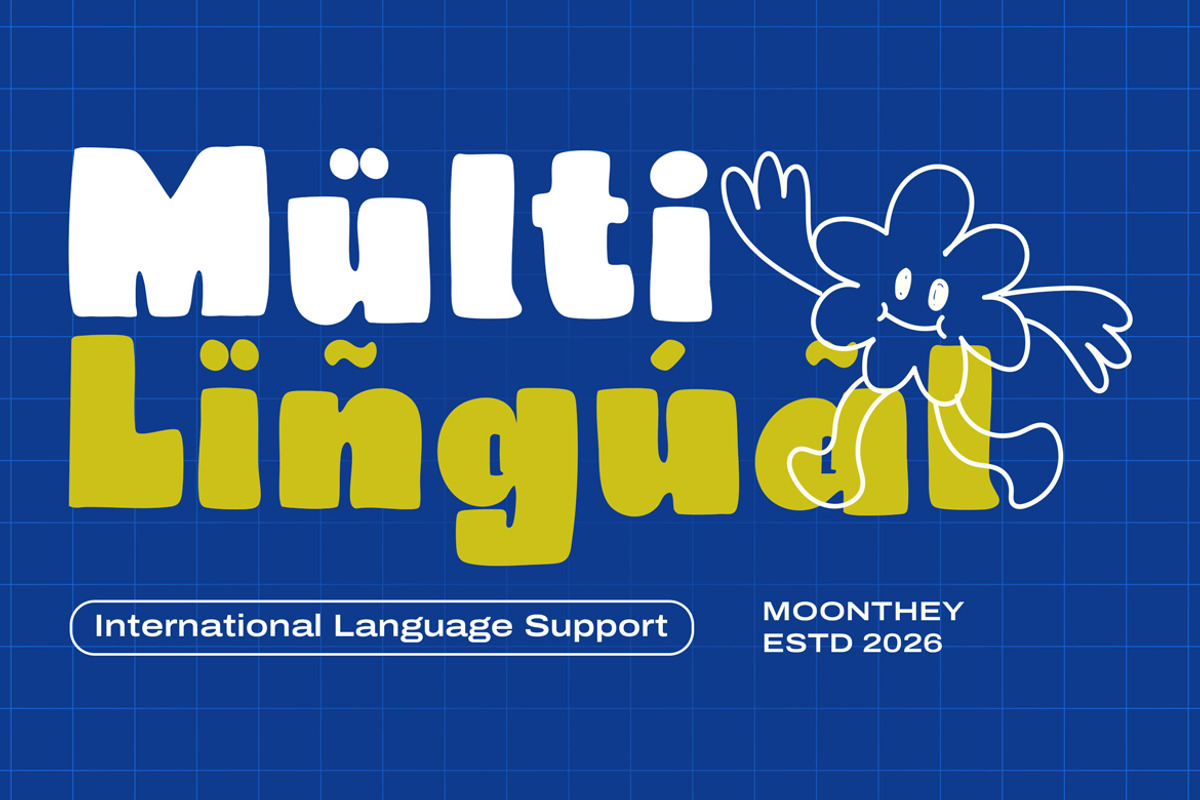 Moonthey – Bold Cute Retro Display F, a Sans Serif Font by kangfont Studio (Photo 2 of 10)