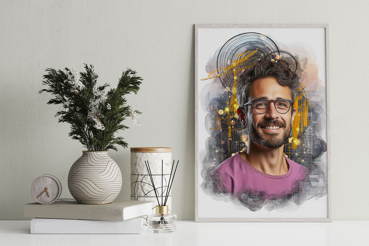 Abstract Portrait Watercolor Art, an Action Add-On by Photoshop Action (Photo 6 of 21)