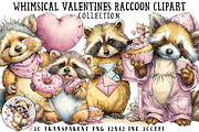 Whimsical Valentine Raccoon Clipart, an Illustration by OK Design (Thumbnail 1 of 6)