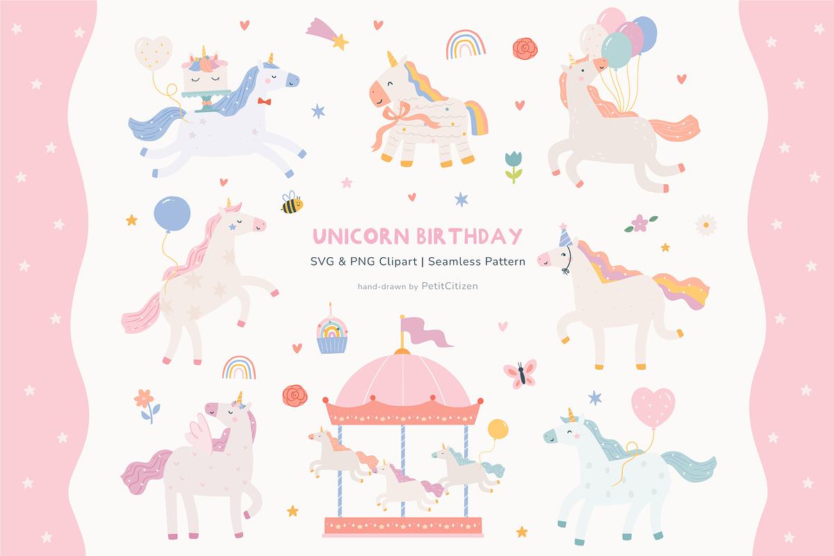 Whimsical Unicorns Birthday, an Animal Illustration by Petit Citizen Design (Photo 1 of 7)