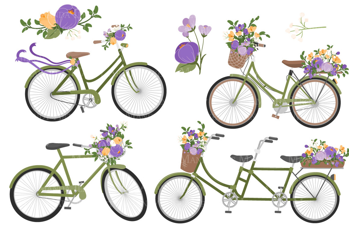 Spring Floral Bicycles Clipart, a Graphic by Amanda Ilkov (Photo 5 of 5)