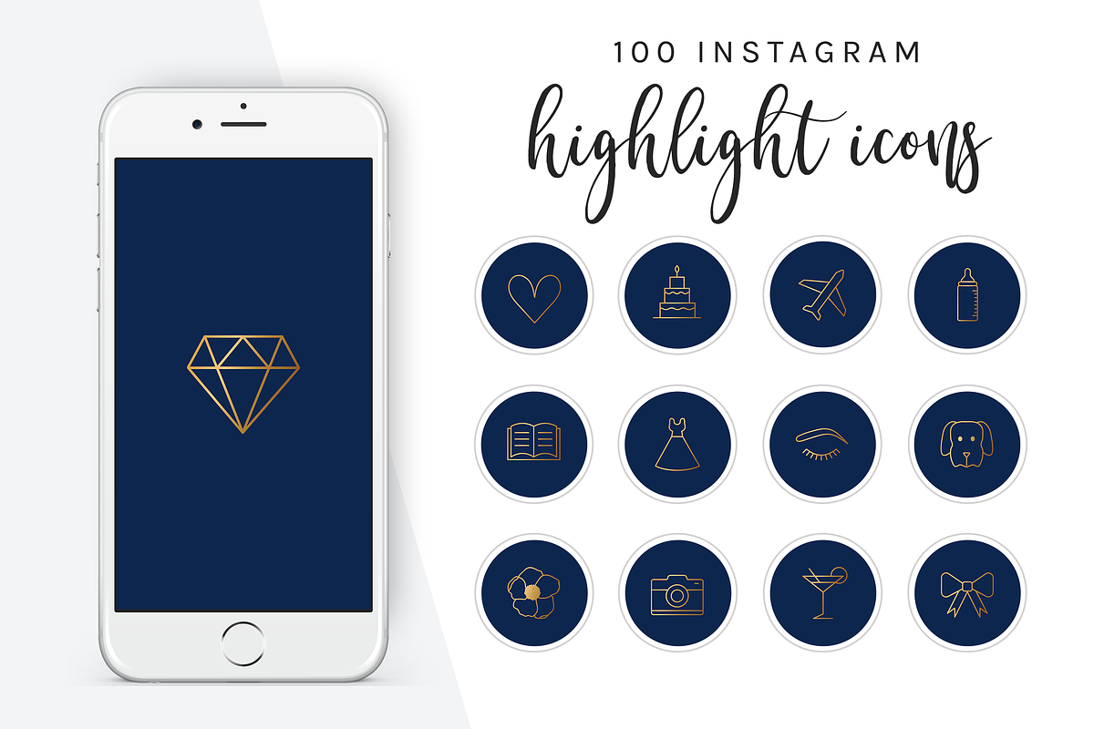 100 Instagram Story Highlight Icons, a Social Media Template by Blog&Glow (Photo 1 of 2)