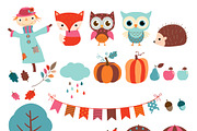 Autumn clip art set, an Animal Illustration by Pravokrugulnik (Thumbnail 1 of 2)