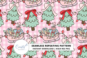Pink Plaid Christmas Seamless