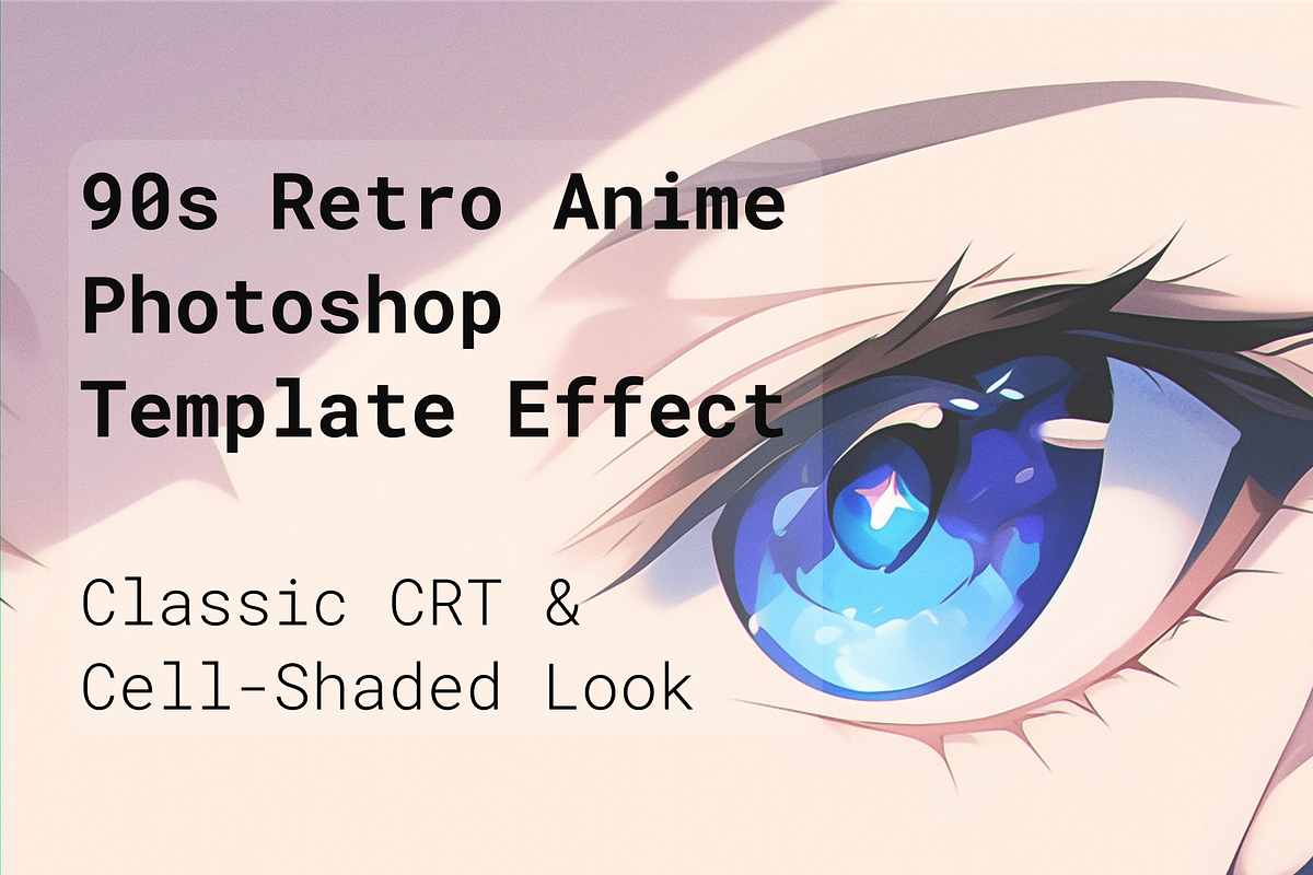 90s Anime Photoshop Template Effect, a Preset Add-On by Mock It Up (Photo 1 of 7)