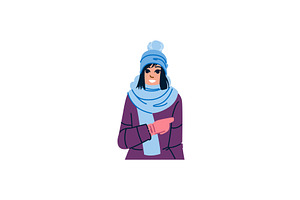 Smiling woman pointing finger, an Illustration by pikepicture
