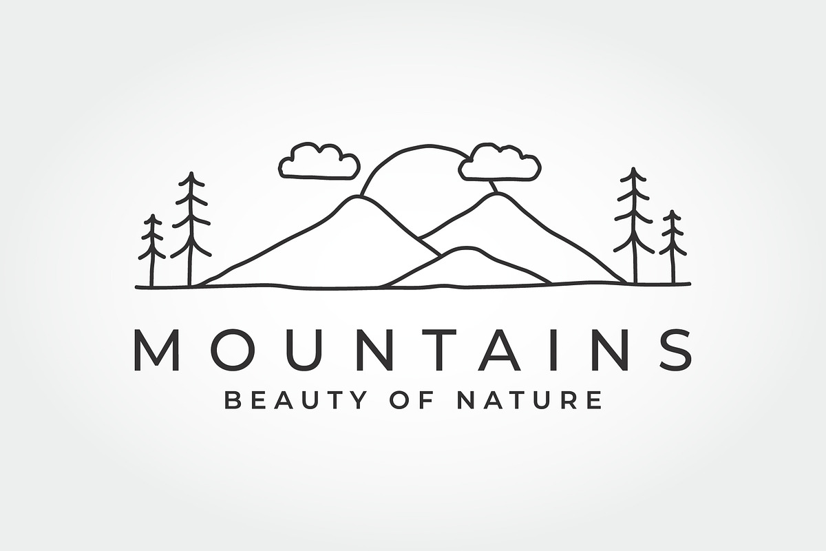 A Line art mountain vector logo, a Branding & Logo Template by PrastHF