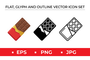 Chocolate Bar Icon Set Vector, an Outline Icon by Artonix