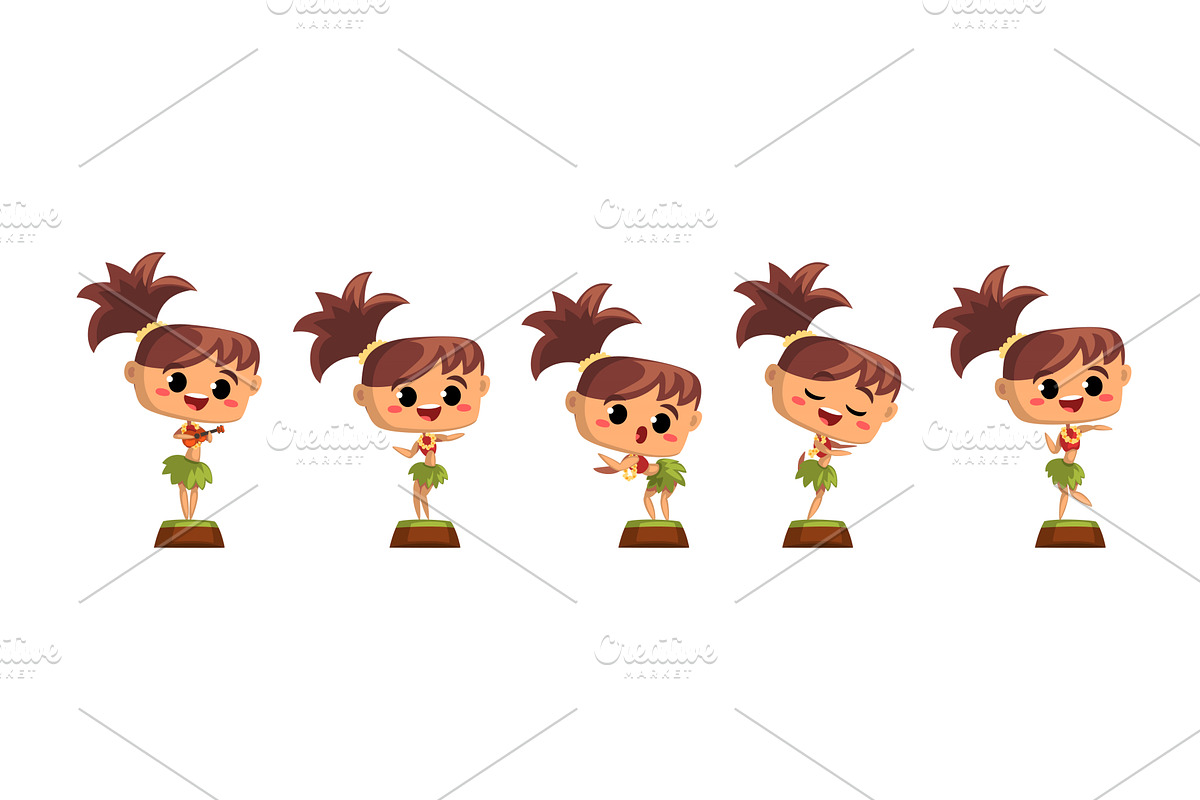 Dancing Hawaiian Girl Character in, a Person Illustration by TopVectors