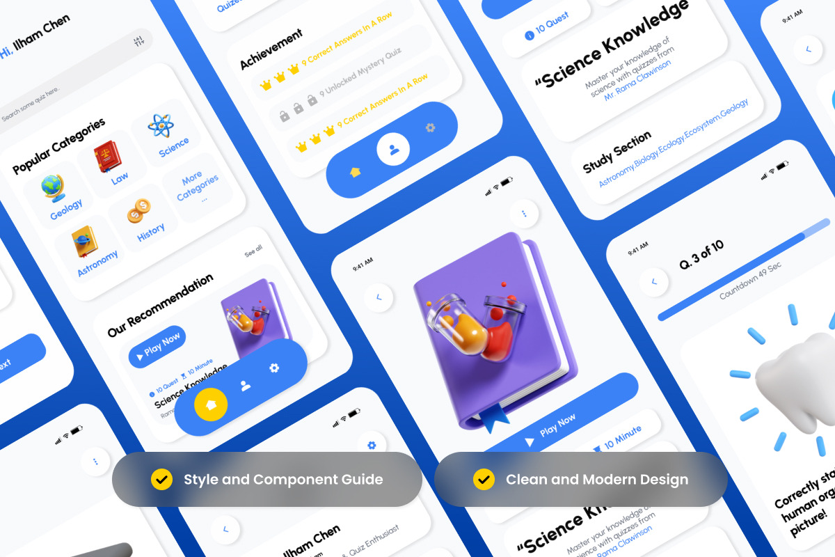 Stadiz – Smart Exam Prep Quiz UI Kit, an App Template by productype1 (Photo 3 of 5)