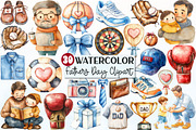 Fathers Day Watercolor Clipart, a Seasonal Illustration by Rose Art (Thumbnail 1 of 4)