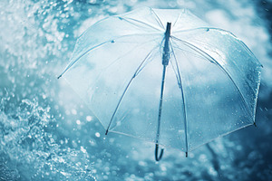 Transparent Umbrella Under Rain Against Water Droplets, an Abstract Photo by Natalia Klenova's Shop