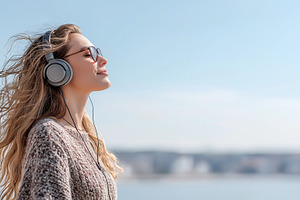 Woman listening to music and relax, a Person Photo by MistyDay