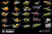 Fruits and vegetables in water, an Object Graphic by Handmadefont (Thumbnail 4 of 11)