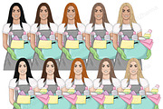 Cleaning Girls Clipart, a Person Illustration by GlamArtZhanna (Thumbnail 2 of 7)