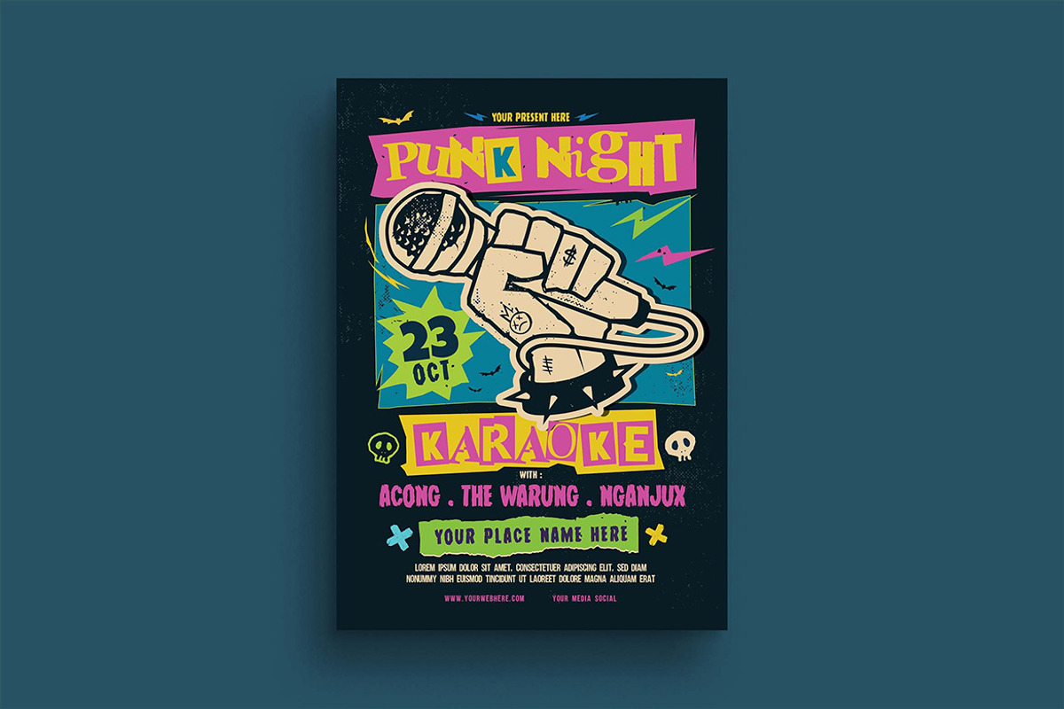 Punk Night Karaoke Flyer, a Flyer Template by megarez (Photo 1 of 3)