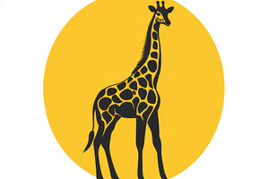 Black Giraffe Silhouette Yellow Sun, an Animal Photo by Pixeness Studio