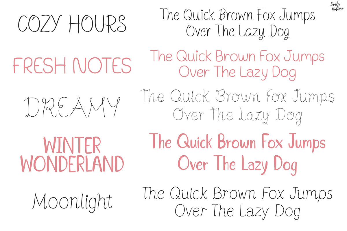 20 Cute Handwritten Fonts Bundle, a Handwritten Font by LivelyAutumn11.11 (Photo 5 of 6)