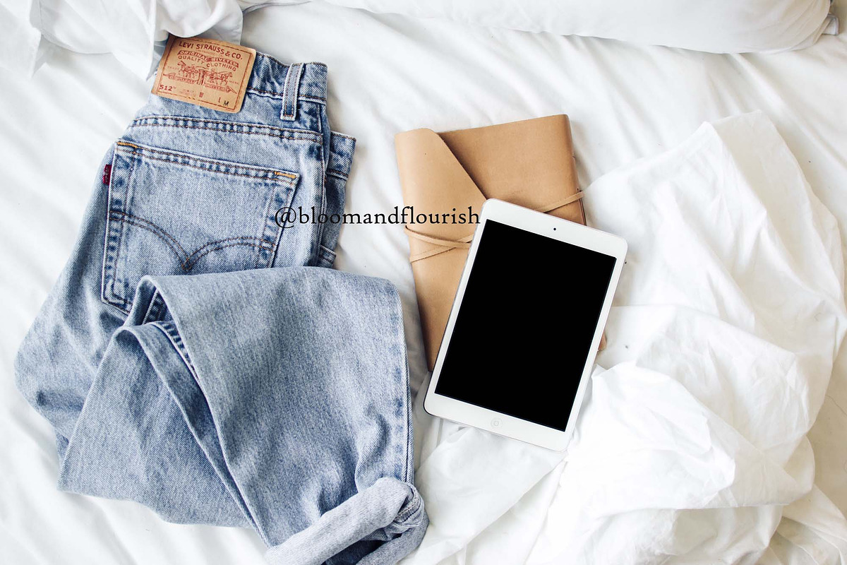 Lifestyle Ipad Denim Styled Stock im, a Graphic by Bloom and Flourish