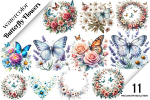 Butterfly Flowers Sublimation Clipar, an Illustration by DreamArtGraphic