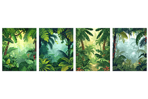 Tropical rainforest vertical posters, an Illustration by Valerie Bodnar