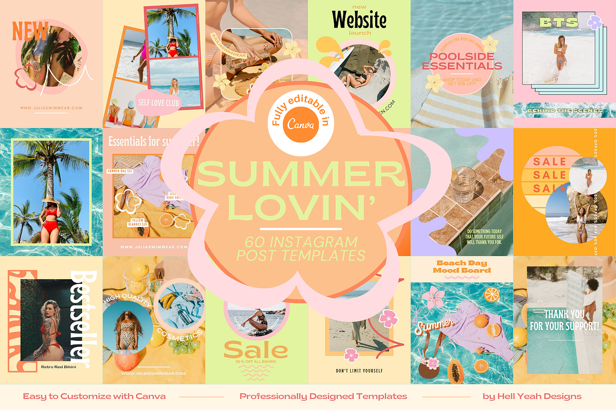Summer Instagram Post Templates, a Social Media Template by Hell Yeah Designs (Photo 1 of 7)