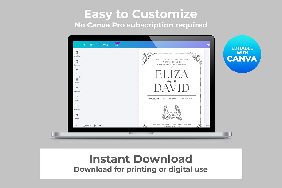 Minimalist Wedding Invitation Canva, an Invitation Template by M9 Design (Photo 4 of 5)