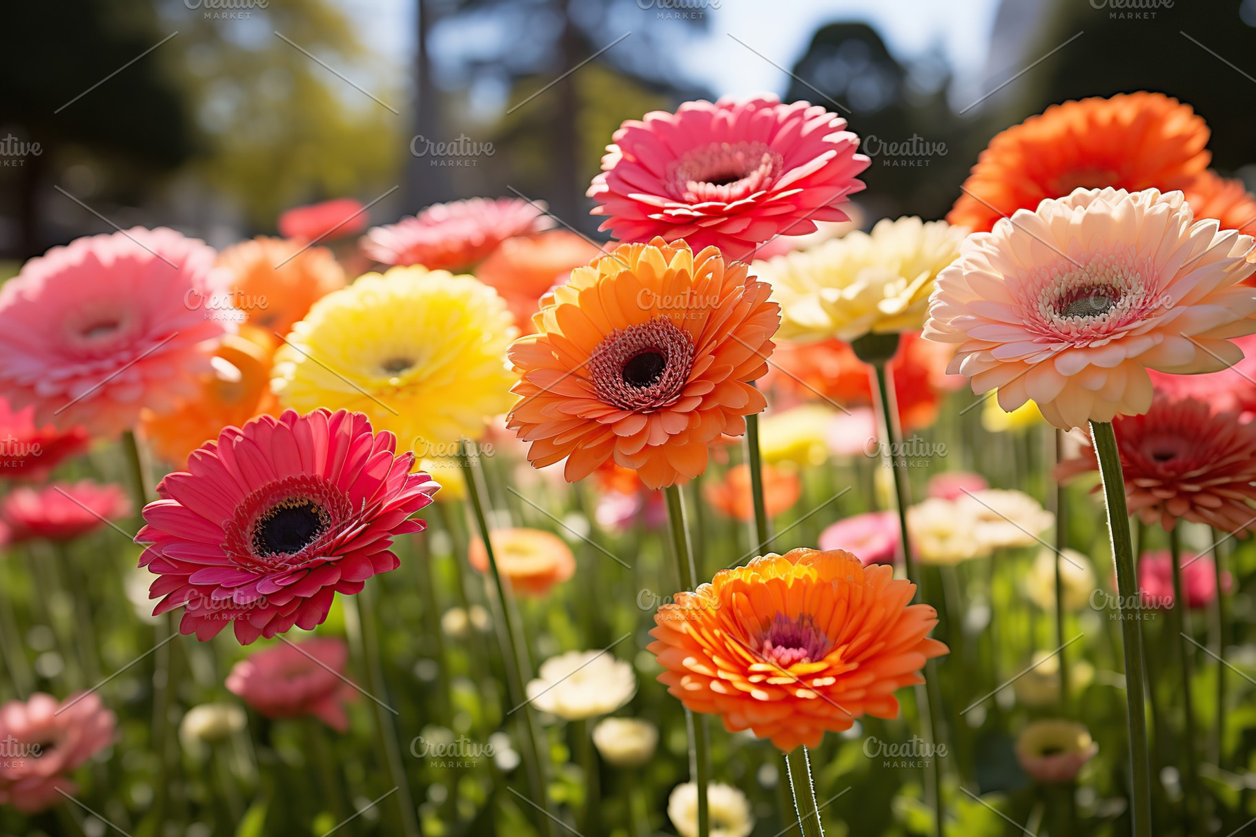 Colorful gerbera flowers in the park, a Nature Photo by AlyaAnd