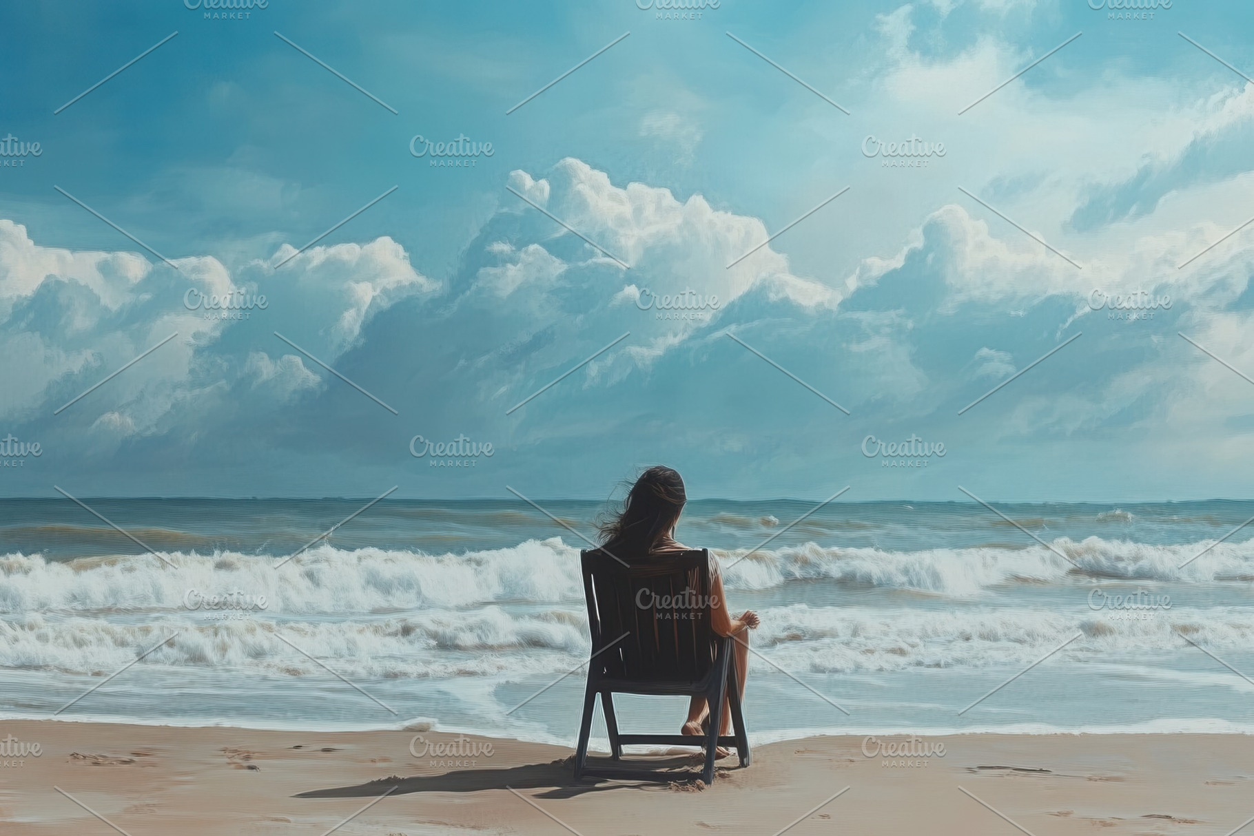 A woman enjoys a tranquil moment, a Photo by Pavel_design