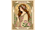 Bohemian Beauty Poster, a Person Illustration by Sharon Schwalbe (Thumbnail 2 of 2)