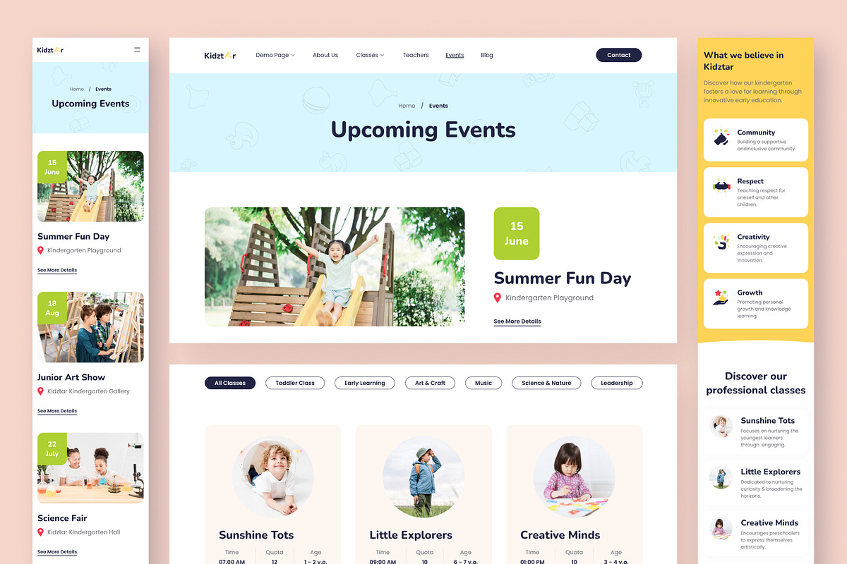 Kidztar - Kindergarten School Framer, a Websites & App Template by peterdraw (Photo 7 of 7)