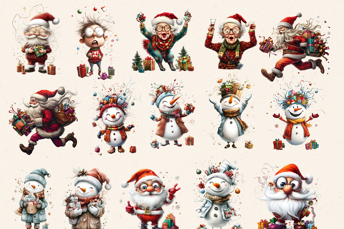 SUPER QUIRKY CHRISTMAS CLIPART PACK, a Person Illustration by Daring Digies (Photo 2 of 9)