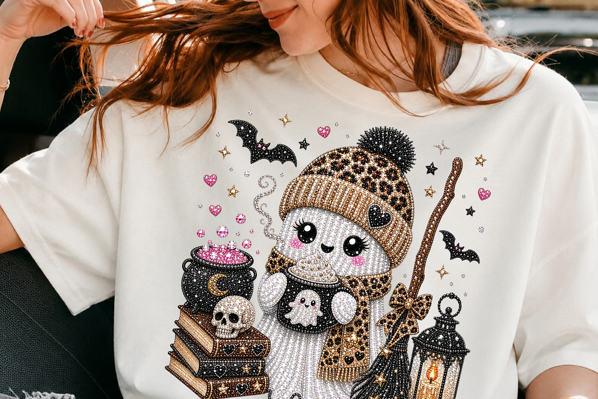 Cute Rhinestone Ghost PNG (3), a Seasonal Illustration by DreamCafeArt (Photo 3 of 6)