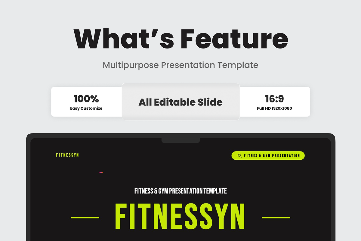Fitnessyn - Fitness & Gym PowerPoint, a Presentation Template by SquidPixey (Photo 2 of 6)