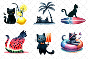 Cat Silhouette Summer Clipart, an Illustration by Dream Creation (Thumbnail 5 of 6)