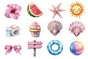 Watercolor Summer Beach Clipart PNG, an Illustration by Dream Creation (Thumbnail 2 of 5)