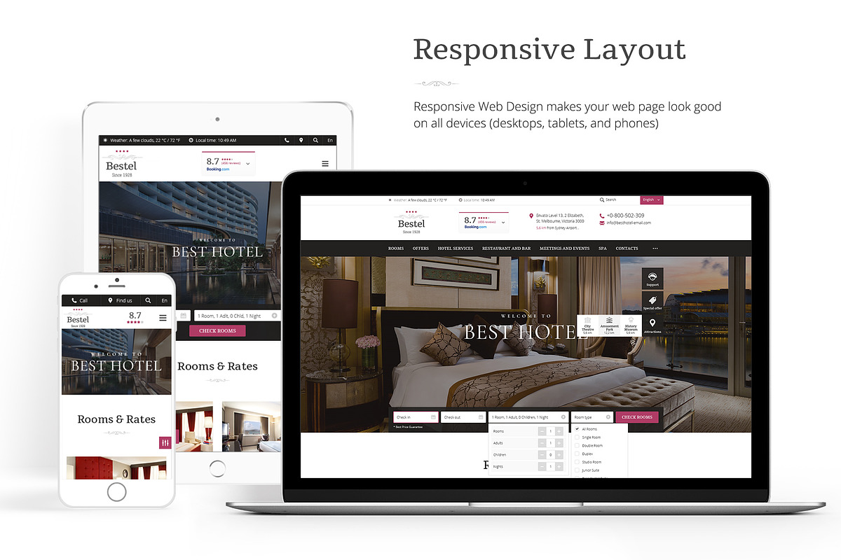 Bestel - Hotel HTML Website Template, a HTML Template by TonyTemplates (Photo 2 of 5)