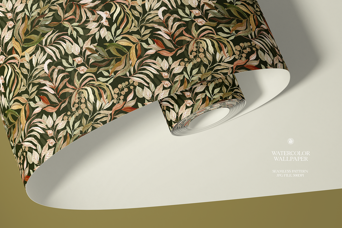 Leaves Watercolor Wallpaper, a Wallpaper Graphic by Webvilla Studio (Photo 5 of 7)